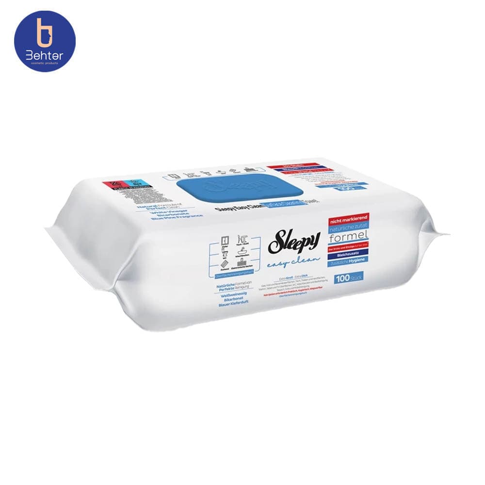 دستمال مرطوب همه کاره اسلیپی sleepy مدل ÇAMAŞIR SUYU KATKILI بسته 100 عددی — تصویر ۵
