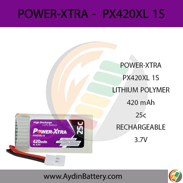 باتری قابل شارژ لیتیوم پلیمری پاوراکسترا PX420XL1S _ 420mAh