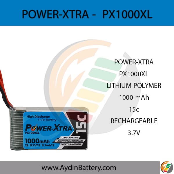 باتری قابل شارژ لیتیوم پلیمری پاوراکسترا PX1000XSL _ 1000mAh