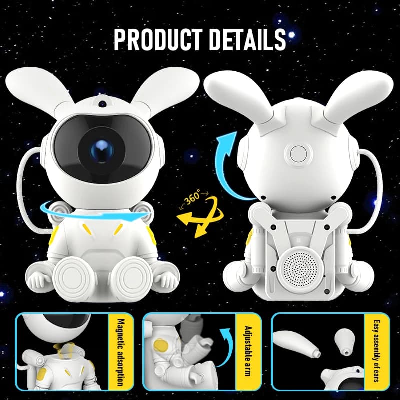 چراغ پروژکتور فضانورد مدل Moon Bunny با نور کهکشانی و کنترل از راه دور — تصویر ۱۱