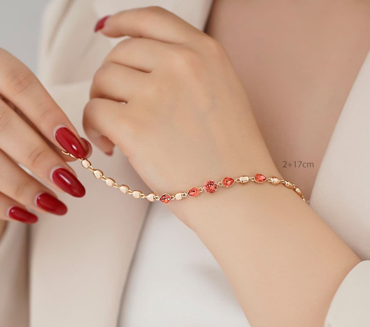دستبند زنانه ژوپینگ مدل مهره و نگین نارنجی