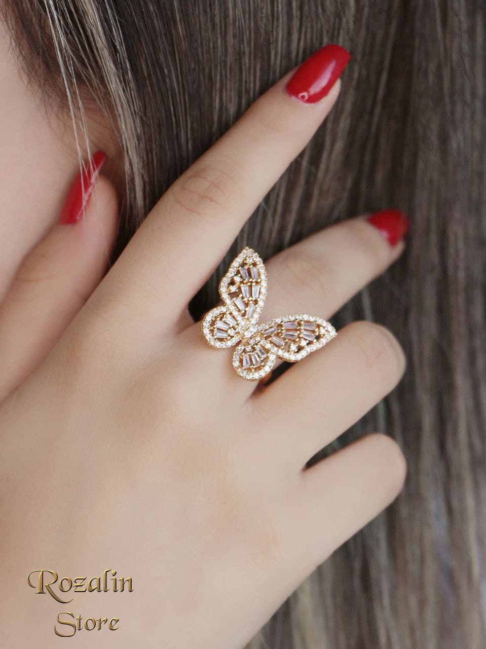 انگشتر زنانه وای اس ایکس فری سایز مدل پروانه طلایی کد RS-107