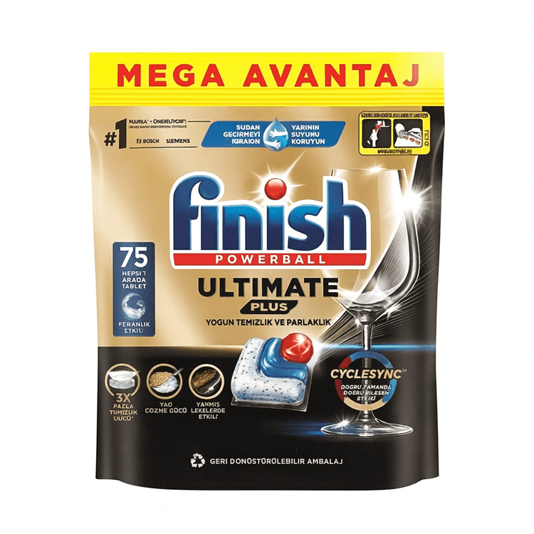 قرص ماشین ظرفشویی فینیش اولتیمیت پلاس (Finish Ultimate Plus) بسته ۷۵ عددی