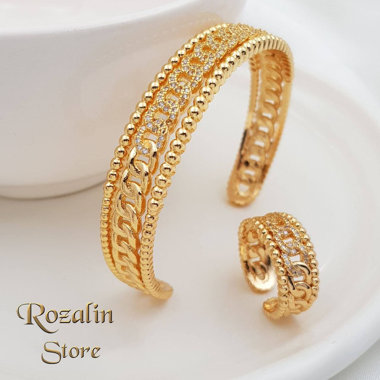 ست دستبند و انگشتر زنانه وای اس ایکس فری سایز کد RS-118