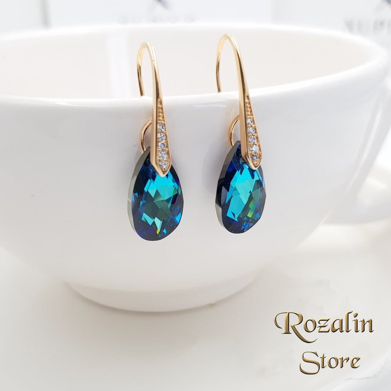 گوشواره زنانه ژوپینگ نگین سواروسکی کد RS-117