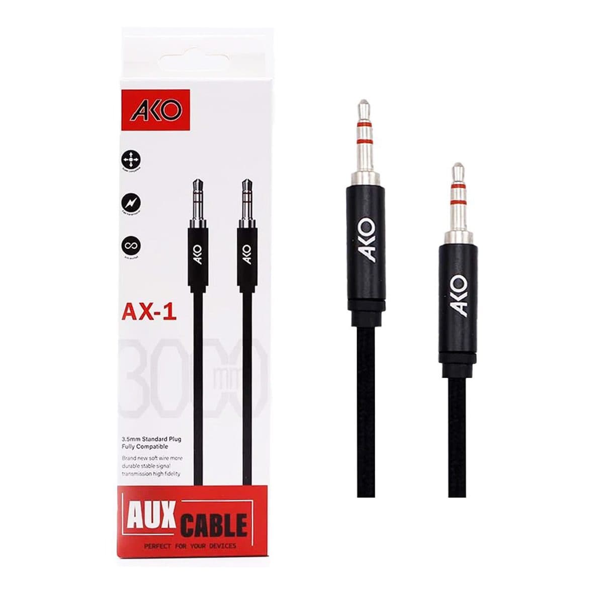 کابل صدا یک به یک AUX AKO سه متری AX1 کد 5400 — تصویر ۵