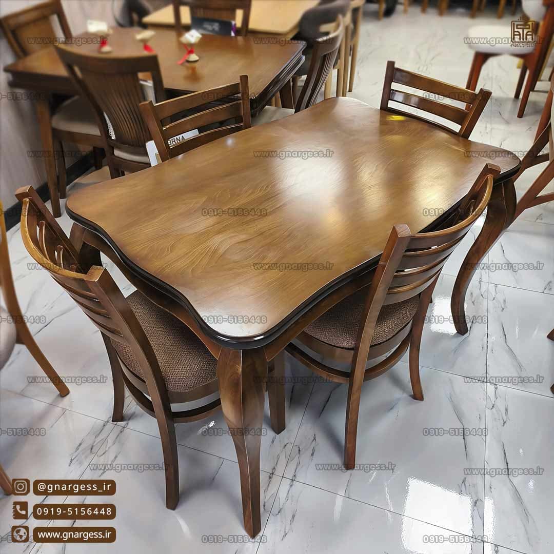 میز ناهارخوری چوب راش برنتین با میز چوب راش — تصویر ۳