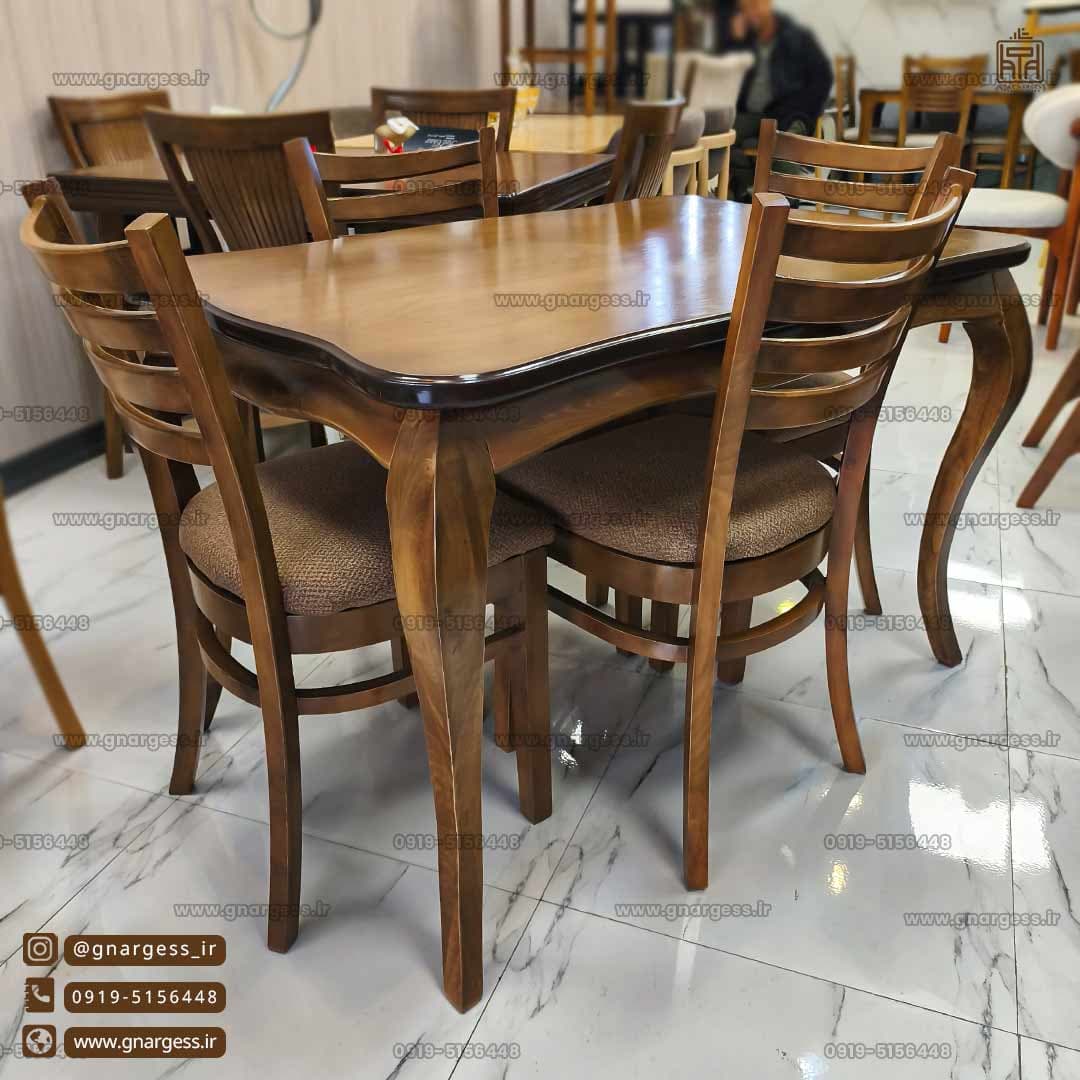 میز ناهارخوری چوب راش برنتین با میز چوب راش — تصویر ۲