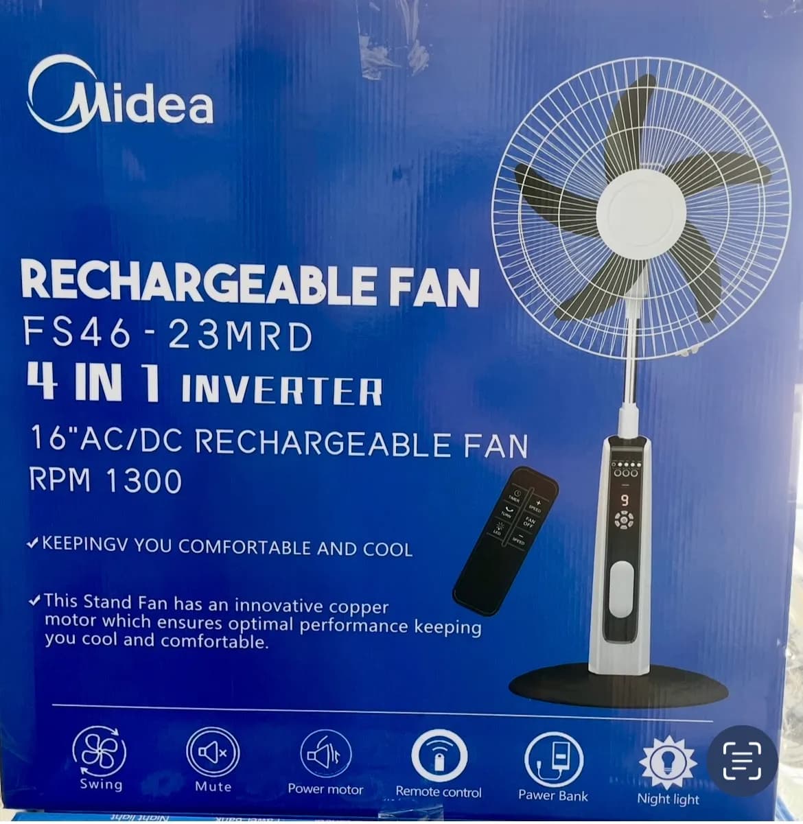 پنکه شاژری ایستاده مدیا سایز 1۶ اینچ مدل FS46-23MRD — تصویر ۵
