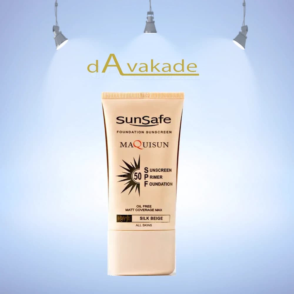ضد آفتاب کرم پودری پرایمری SPF50 بژ ابریشمی NW15 سان سیف SUNSAFE