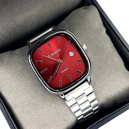 ساعت مچی مردانه کاسیو اولدمانی CASIO موتور ژاپن صفحه سرخ — تصویر ۲