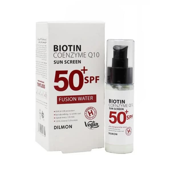کرم ضد آفتاب دست و صورت بی رنگ +SPF50 حاوی بیوتین کیوتین 50 میلی لیتر Dilmon Biotin