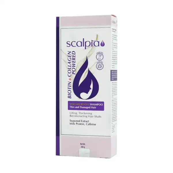 شامپو حجم دهنده مو بیوتین و کلاژن اسکاپیا 200 میلی لیتر Scalpia