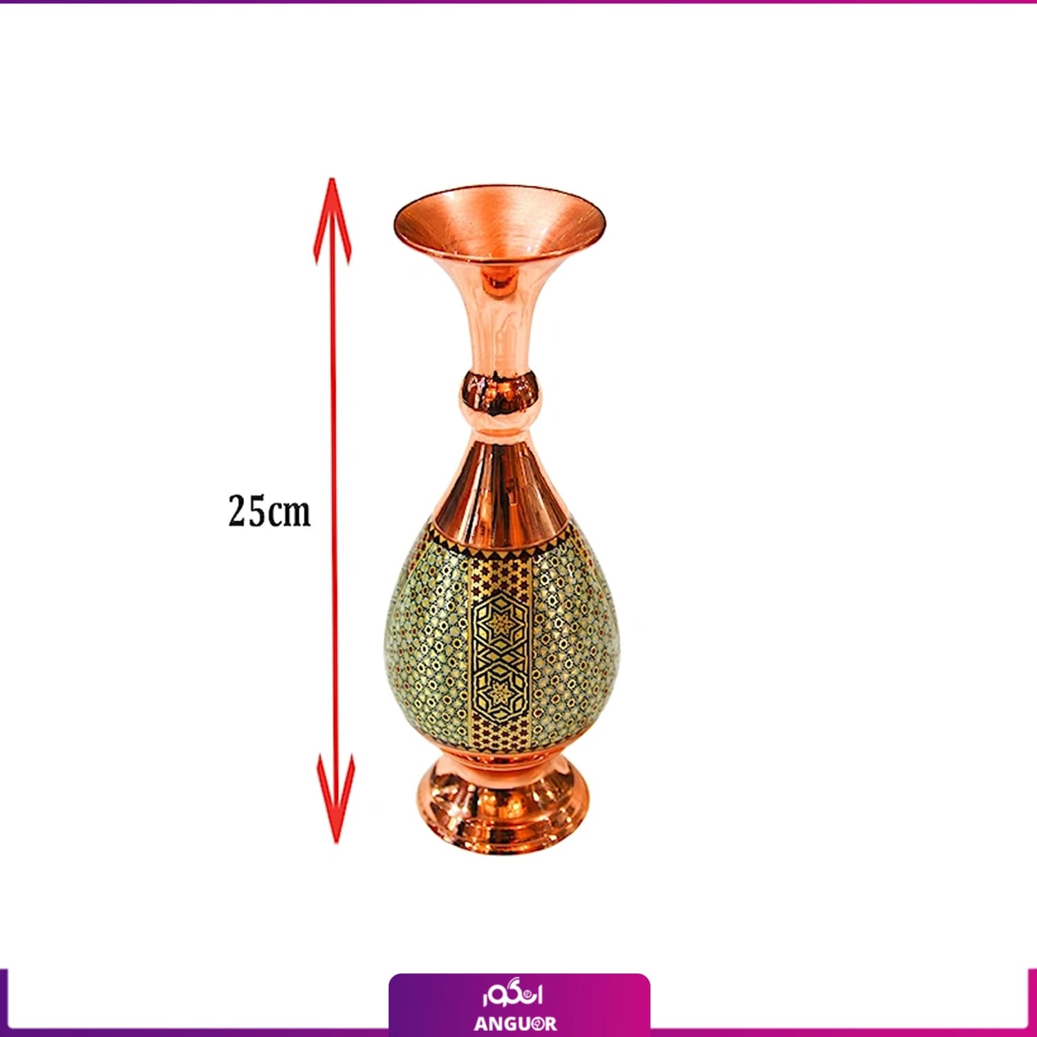 پک هدیه جفت گلدان صراحی و شکلات خوری خاتم کاری — تصویر ۴