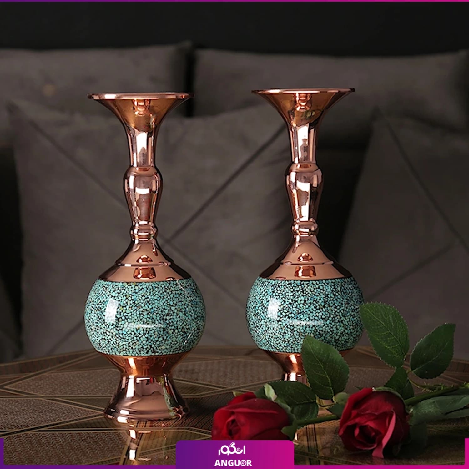 گلدان گیلاسی فیروزه کوب — تصویر ۳