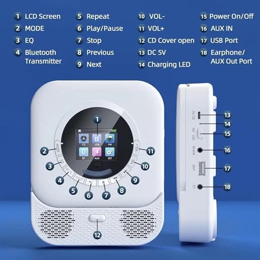 پخش کننده CD. DVD بلوتوثی USB نمایش دیجیتال اورجینال امازون المان — تصویر ۱۰