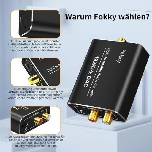 مبدل صدای دیجیتال به آنالوگ برند Fokky اورجینال امازون المان — تصویر ۶