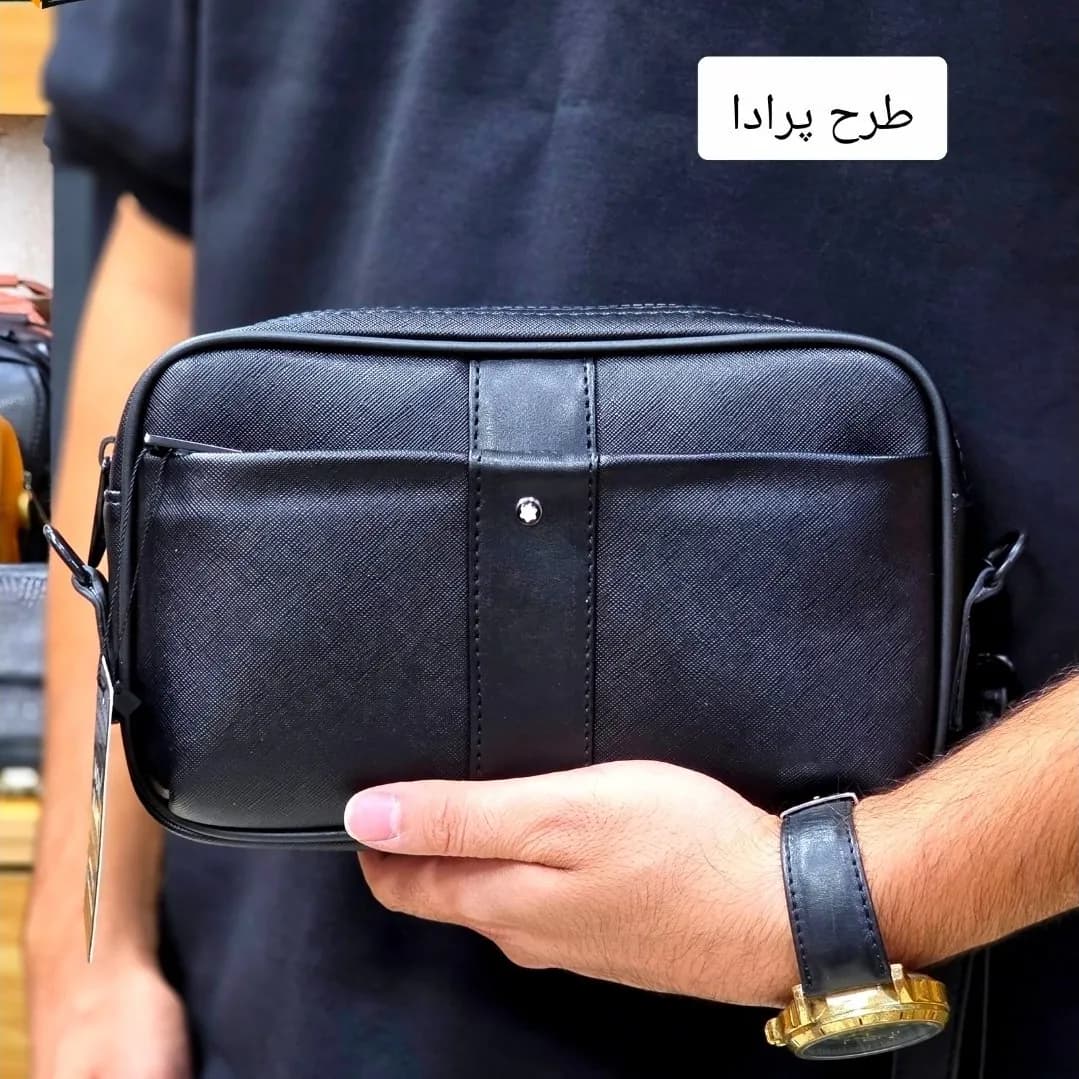 کیف دستی و دوشی مردانه مونت بلانک چرم صنعتی مدل سه کاره — تصویر ۷