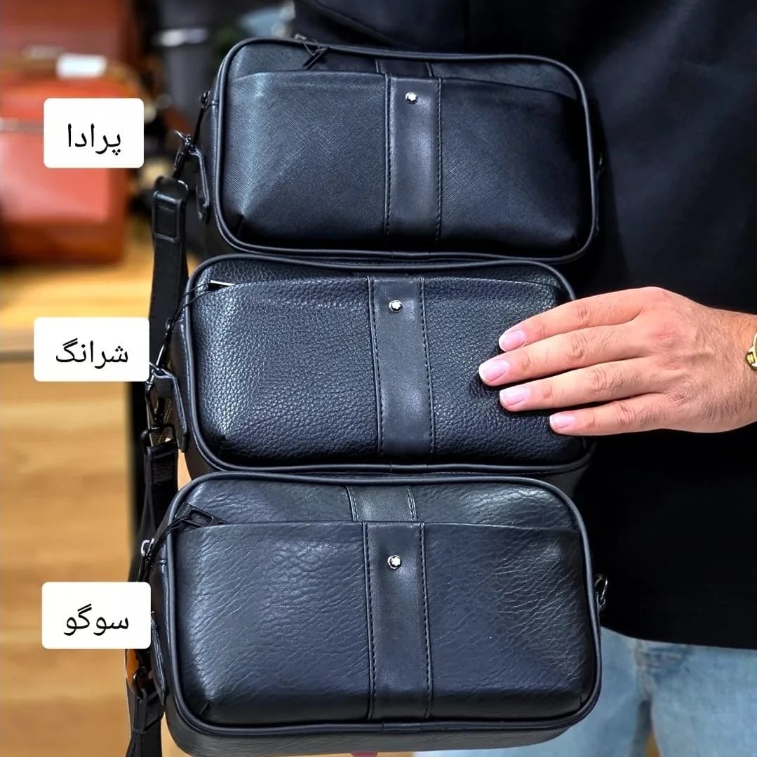 کیف دستی و دوشی مردانه مونت بلانک چرم صنعتی مدل سه کاره — تصویر ۵