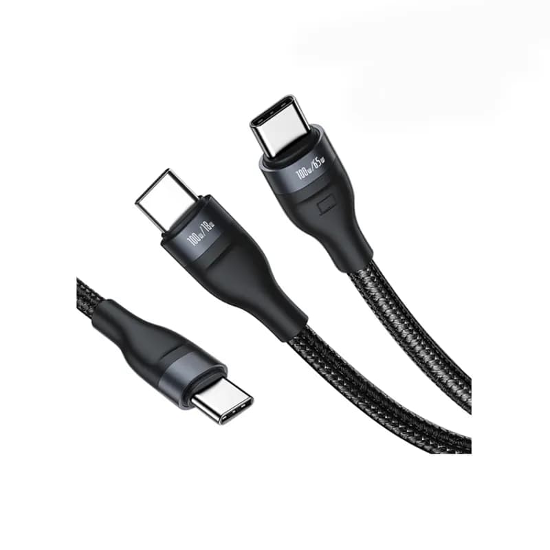کابل فست شارژ USB-C به USB-C بیسوس مدل CASS060001 100W 2IN1 — تصویر ۲