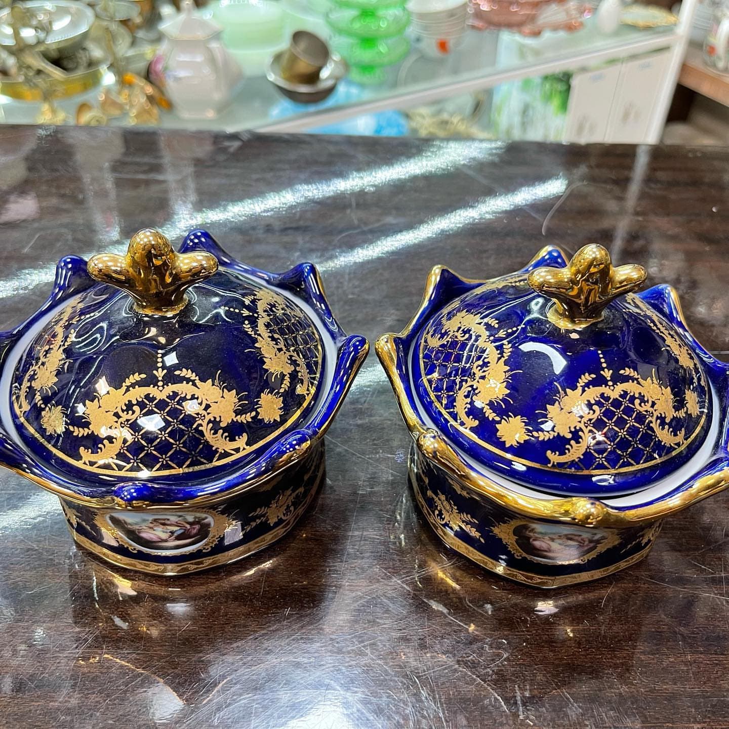 یک جفت قندان تاجی لیلی و مجنون آنتیک — تصویر ۶