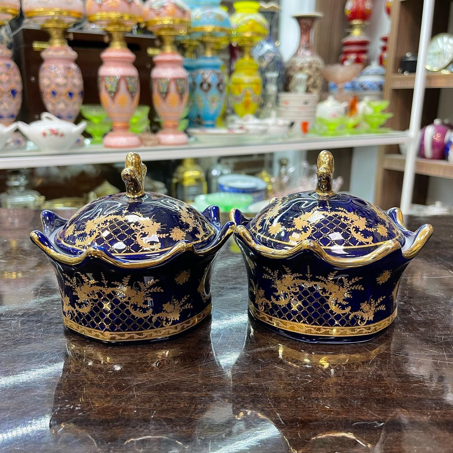 یک جفت قندان تاجی لیلی و مجنون آنتیک — تصویر ۵