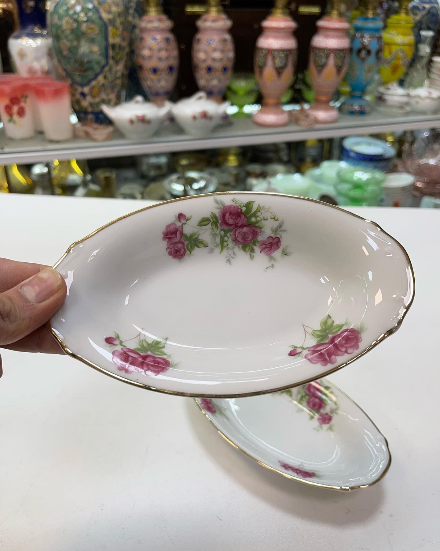 یک جفت مرباخوری گلسرخی ژاپن اصل و قدیمی — تصویر ۳