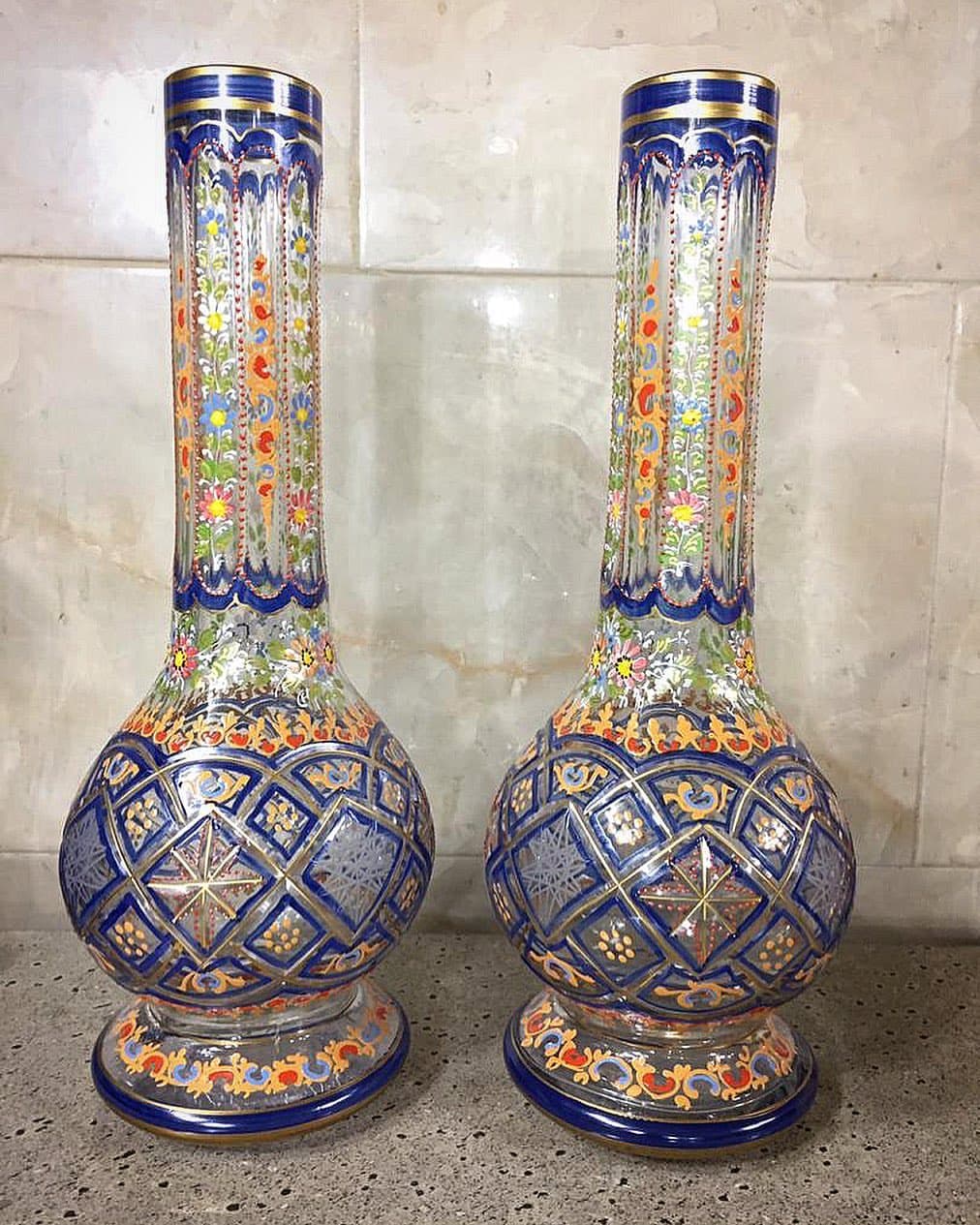 یک جفت صراحی طرح قاجاری آنتیک