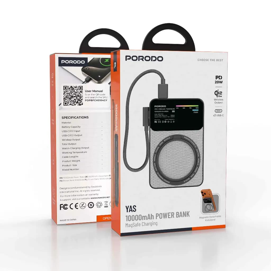 پاوربانک مگ سیف 10000mAh پرودو مدل YAS PDPBFCH0104GY — تصویر ۴