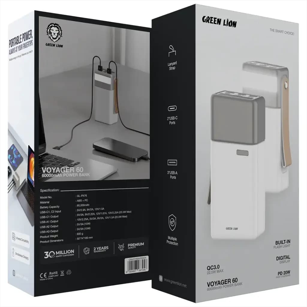 پاوربانک 60000 میلیآمپر گرین لاین Voyager 60 مدل GNVOY60KPB — تصویر ۶
