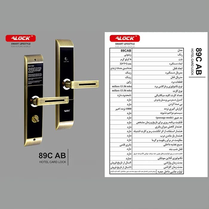 دستگیره کارتی هتلی ALOCK مدل (آنلاین) 89C+ AB — تصویر ۱۲