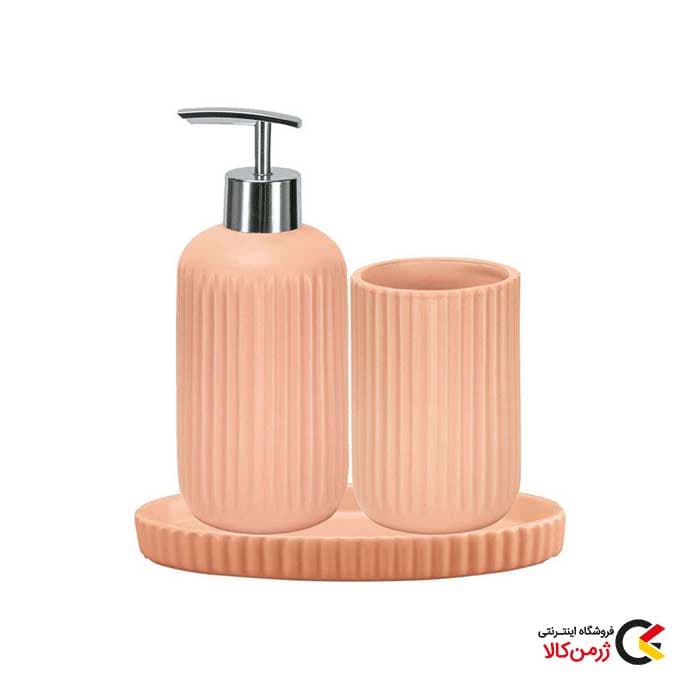 ست سرویس بهداشتی سه تکه گلبهی مدل Salmon mallow کلین ولکه