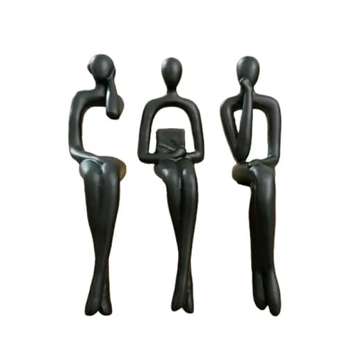 مجسمه مدل کتابخوان مینیمال کوچک طرح لب طاقچه ای مجموعه 3 عددی