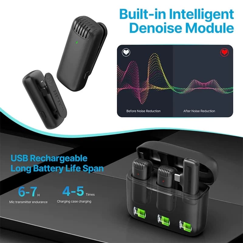 میکروفن یقه ای بیسیم انسر مدل Answer J13 Dual Lightning — تصویر ۳