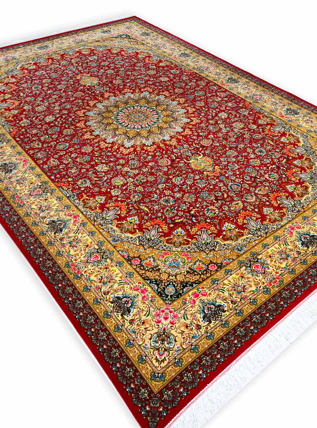 فرش ابریشم طرح فروغ 1700 شانه تراکم 5100 کد Q227