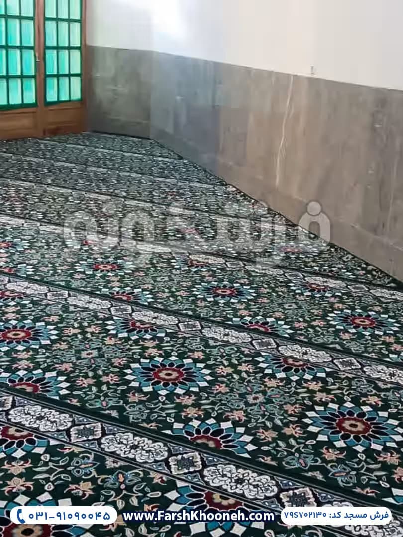 فرش تشریفات سجاده ای طرح خورشید رنگ سبز 700 شانه کد 702130 — تصویر ۵