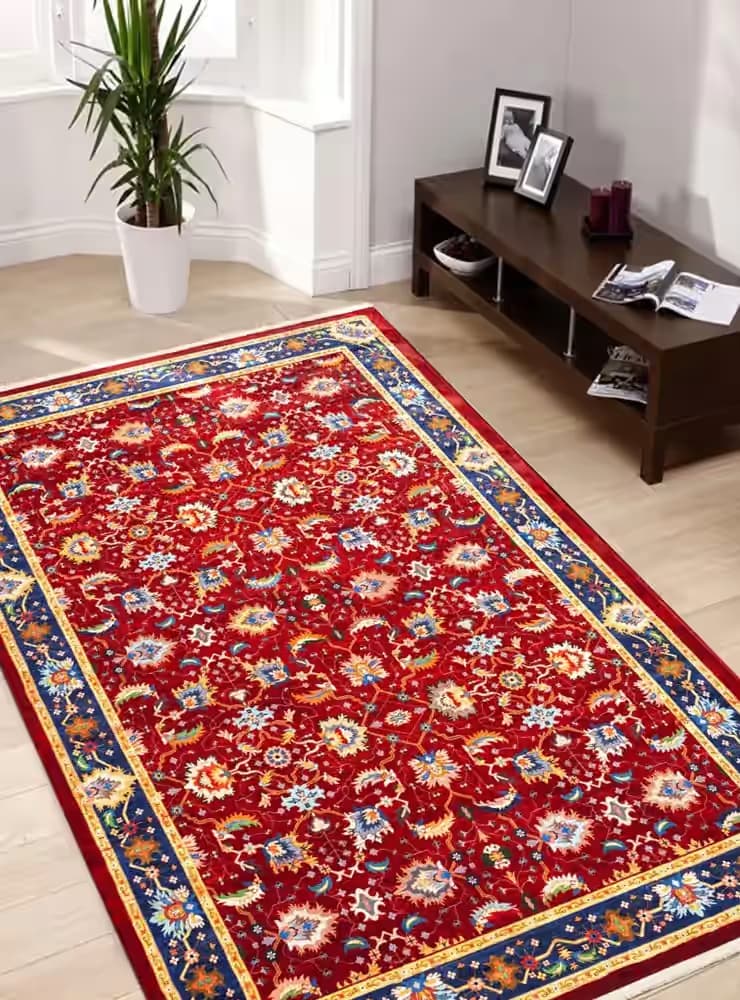 فرش گبه ماشینی طرح افشان سلطان آباد رنگ لاکی کد 900407 — تصویر ۹