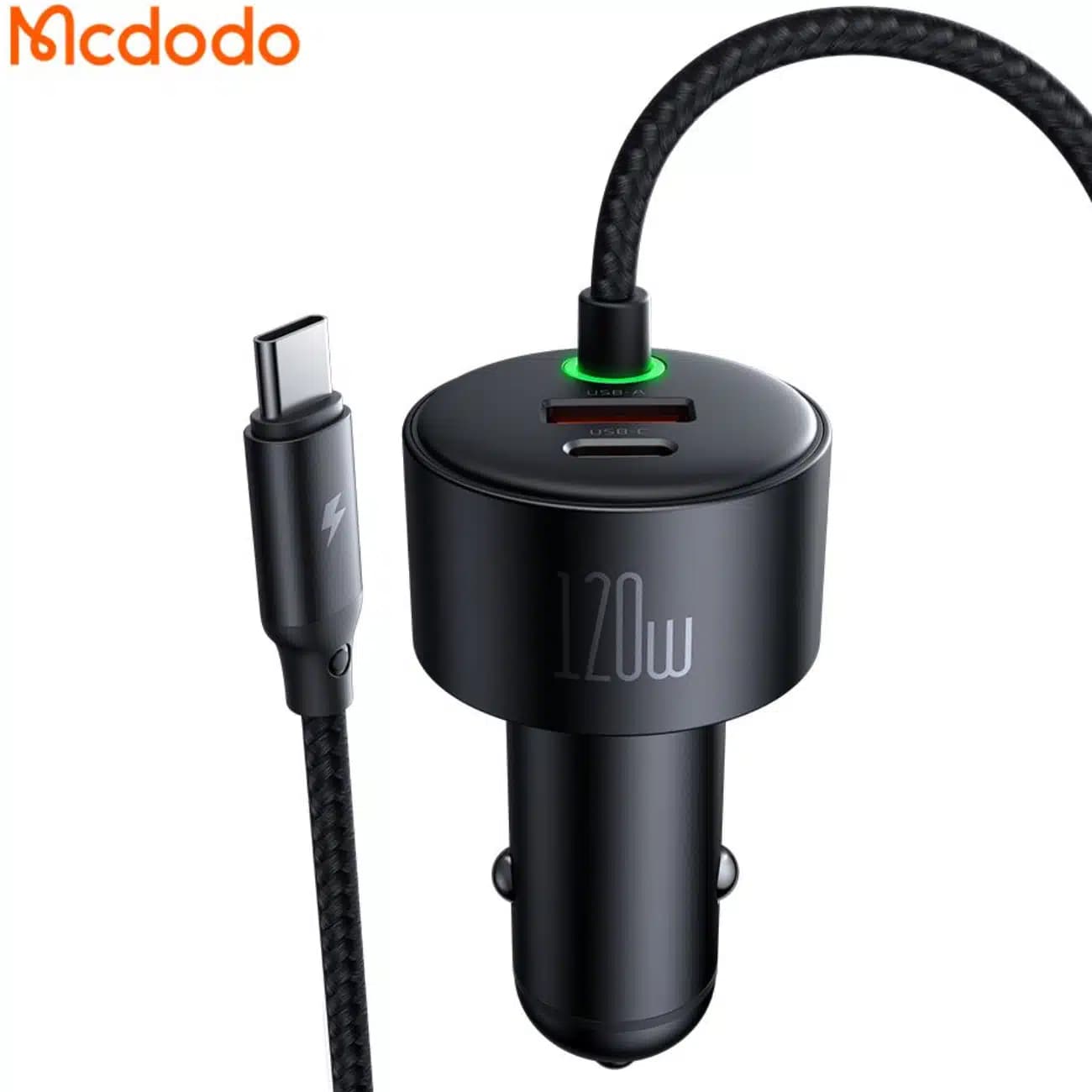 شارژر فندکی فست شارژ ماشین تایپ سی، لایتنینگ و یو اس بی 120 وات مک دودو CC-037 — تصویر ۵