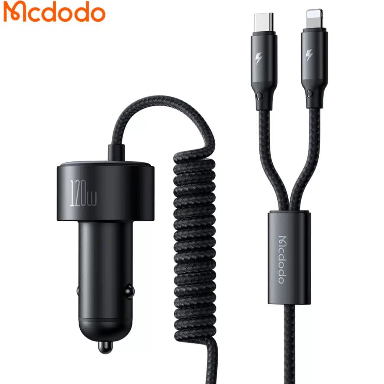 شارژر فندکی فست شارژ ماشین تایپ سی، لایتنینگ و یو اس بی 120 وات مک دودو CC-037 — تصویر ۶