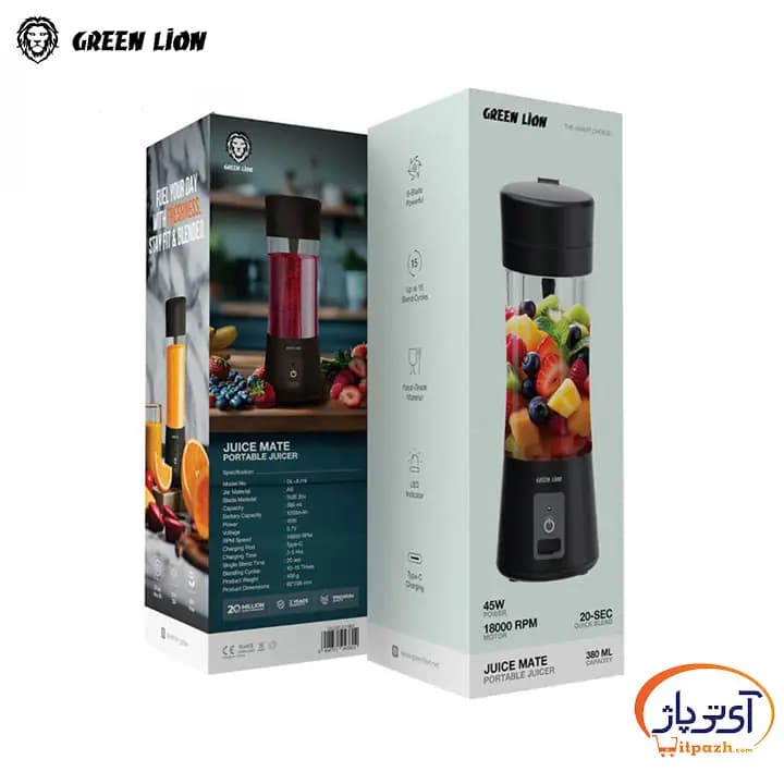 آبمیوه گیری گرین لاین JUICER JUICE MATE PORTABLE ظرفیت 380ML — تصویر ۴