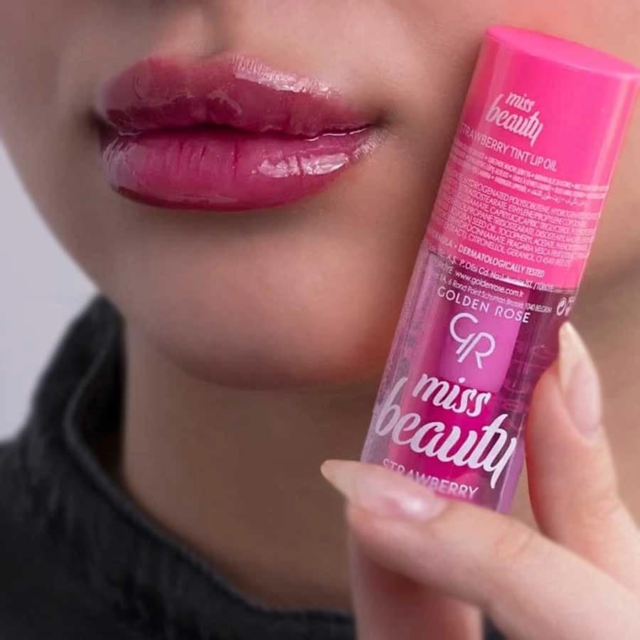تینت لب روغنی گلدن رز Golden Rose سری Miss Beauty رنگ Strawberry شماره 01 — تصویر ۳