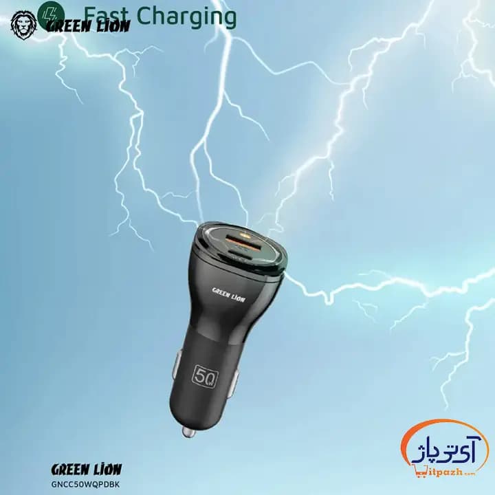 شارژر فندکی خودرو گرین لاین دو پورت 50W همراه کابل Type-C — تصویر ۴