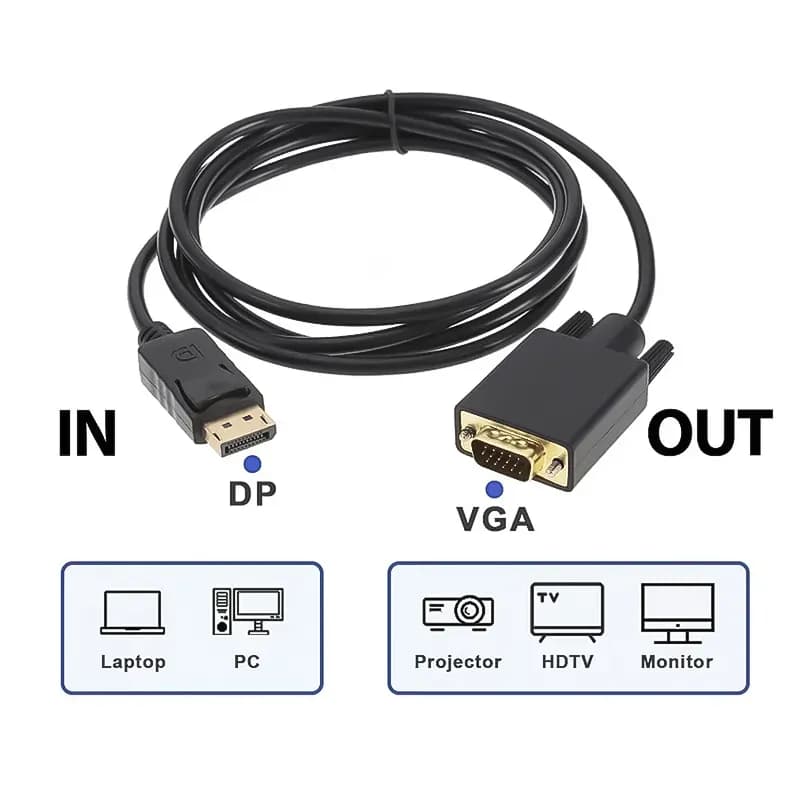 کابل تبدیل Display به VGA ویلوت Welot به طول 1.8 متر — تصویر ۳