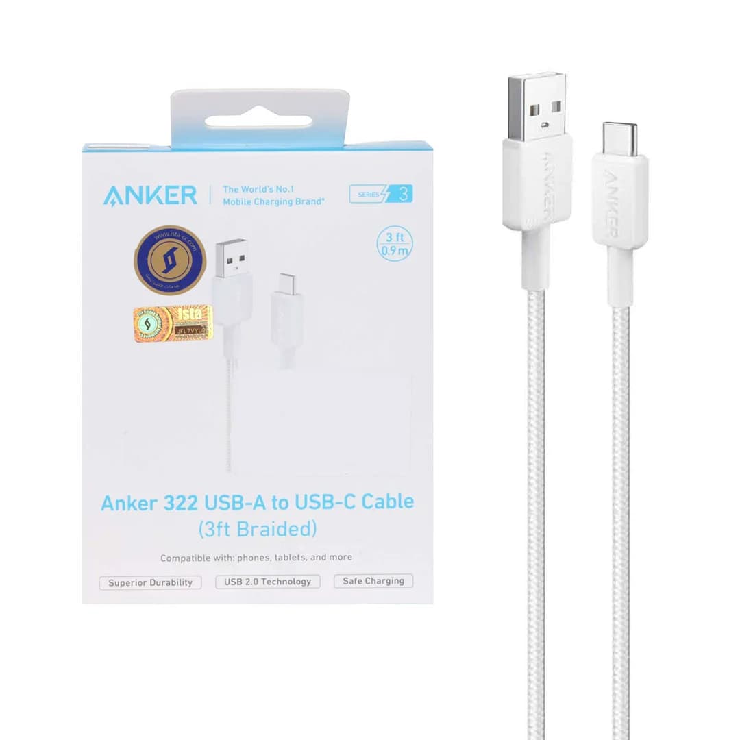 کابل شارژ 0.9 متری ANKER Type-C مدل A81H5H21 – سفید (گارانتی 18ماهه شرکتی)