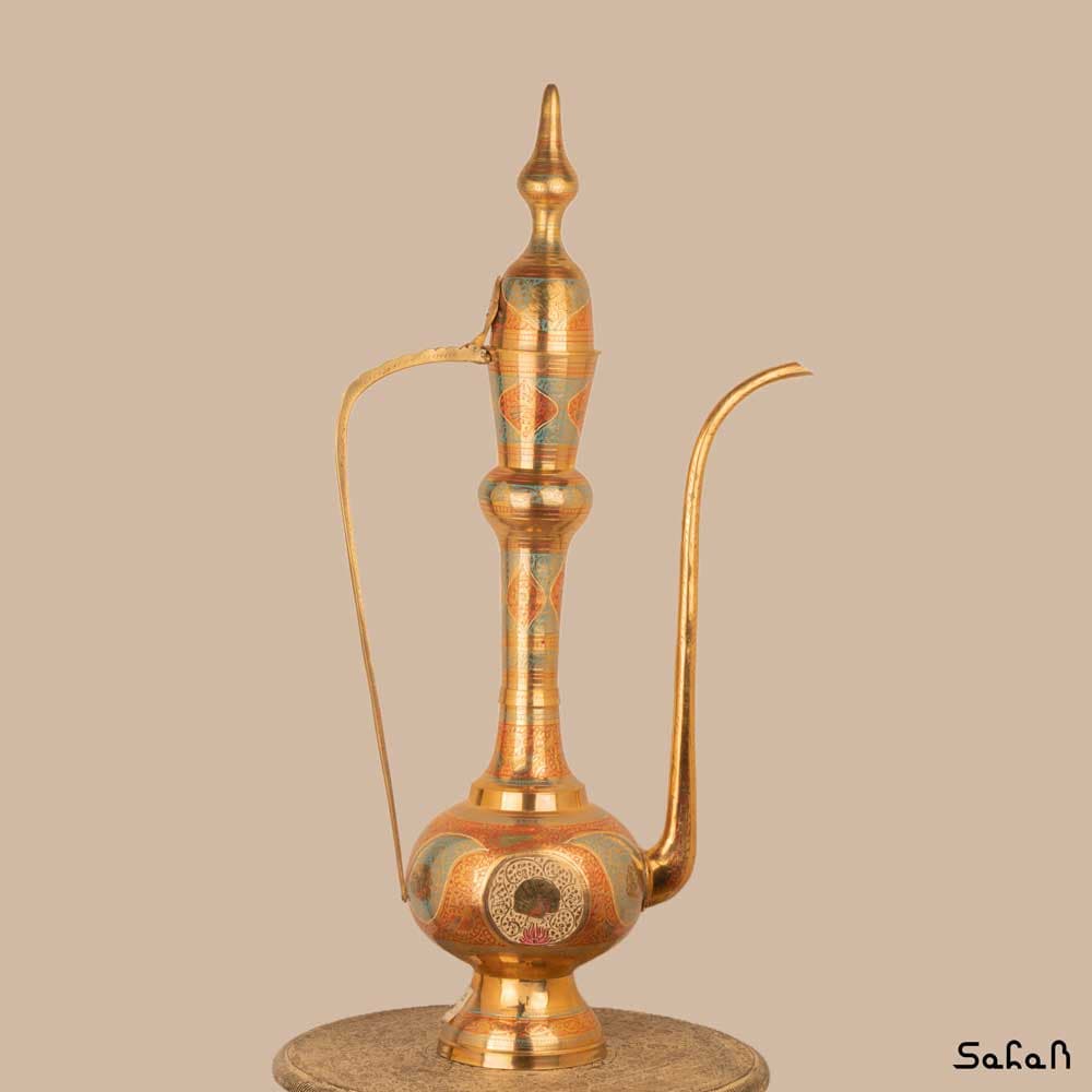 گلاب پاش برنجی قلم زنی میناکاری شده 90 سانت