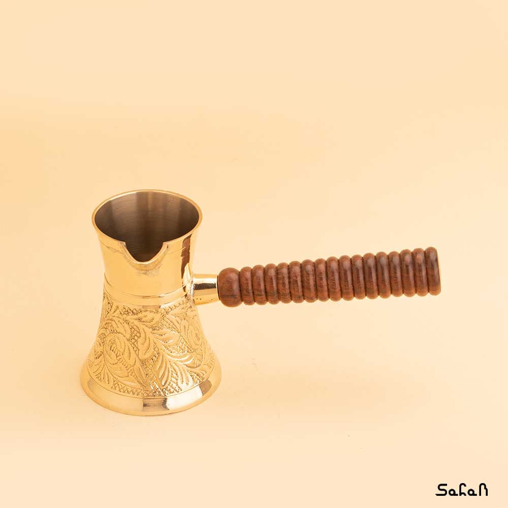 قهوه جوش برنجی طلایی بدون در مدل تاینی سایز 2