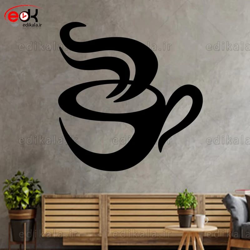 آینه دکوراتیو طرح فنجان قهوه شماره 12 در پنج رنگ و ابعاد انتخابی+فایل کورل