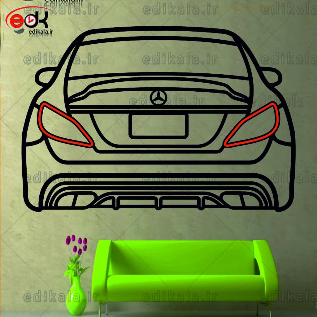 تابلو طرح ماشین بنز CLS شماره 20 با چراغ نئون+آداپتور+با انتخاب سایز و جنس دلخواه