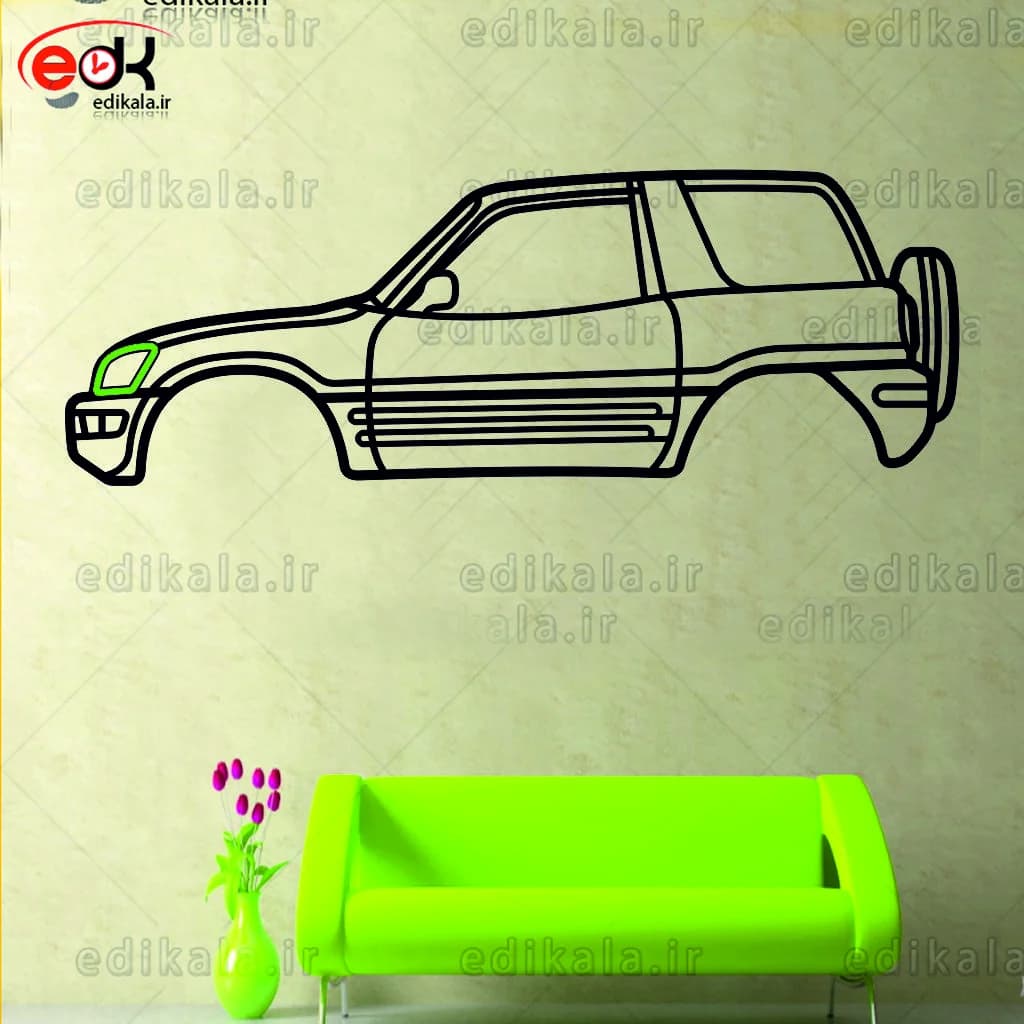 تابلو طرح ماشین تویوتا شماره 4 با چراغ نئون+آداپتور+با انتخاب سایز و جنس دلخواه — تصویر ۷