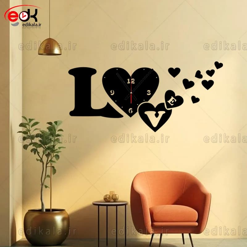 ساعت دیواری طرح لاو love در پنج رنگ و ابعاد انتخابی+فایل کورل — تصویر ۶